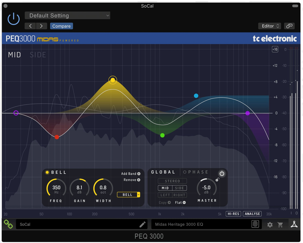 TC ELECTRONIC PEQ 3000-DT MIDAS-POWERED PARAMETRIC CHANNEL EQ PLUG-IN WITH OPTIONAL ANALOG-FEEL DESKTOP INTERFACE